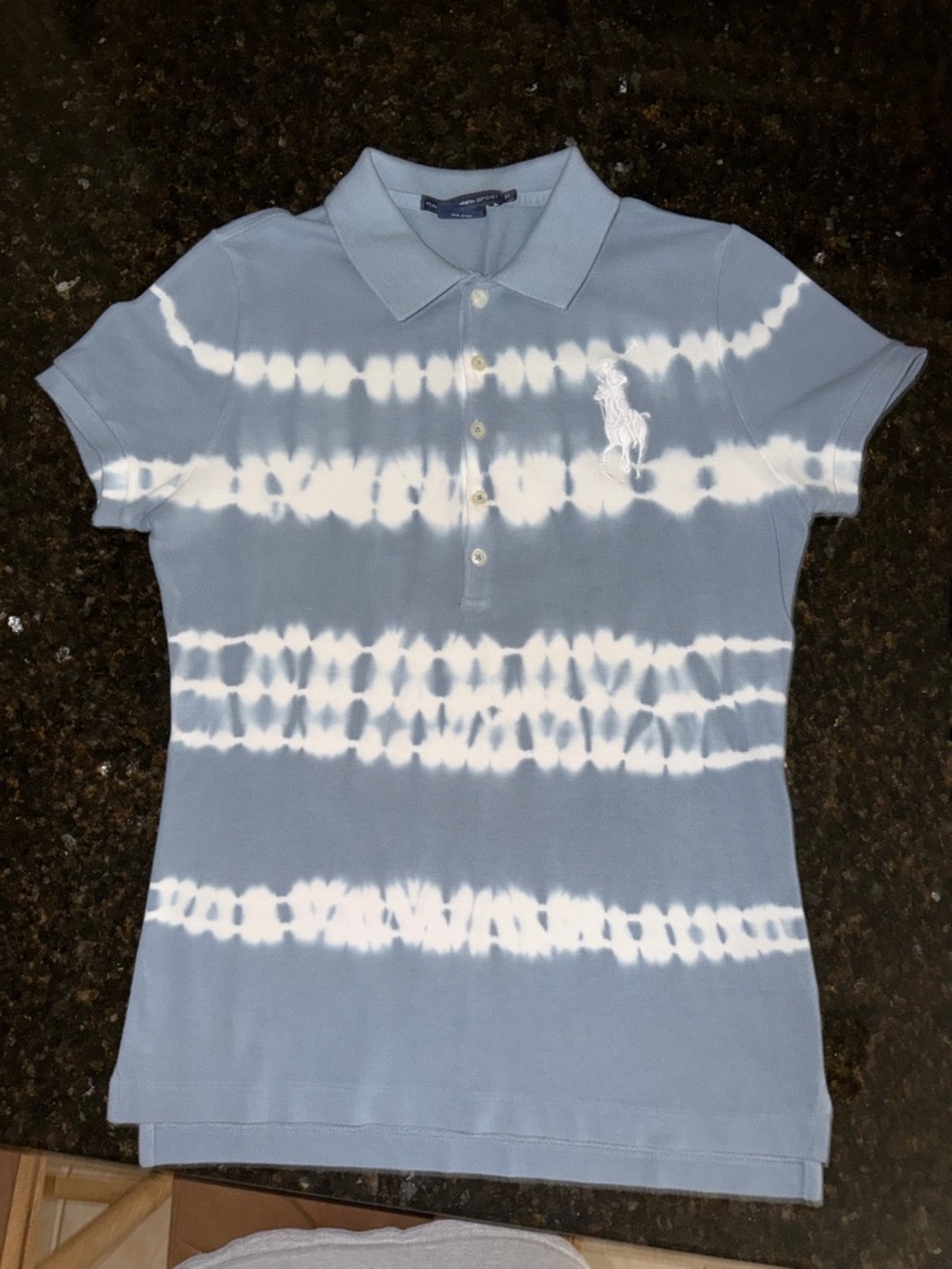 Ralph Lauren Women’s Tie-Dye Polo Shirt - Light Blue & White